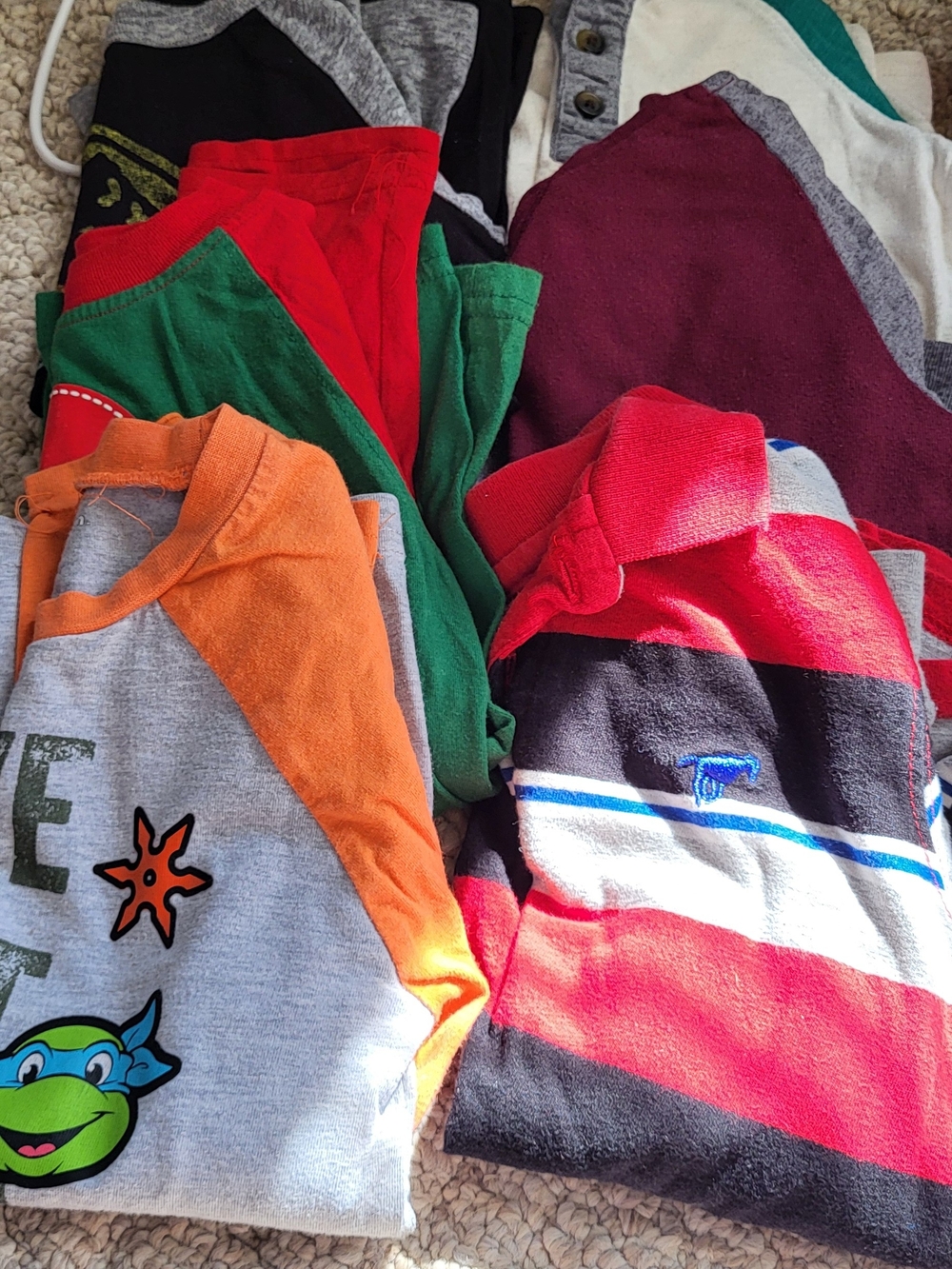 Kids Red and Orange Raglan Graphic Tee - Unbranded